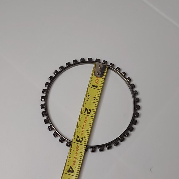 Large Dark Bangle With Purple Plastic Stones - Picture 3 of 7